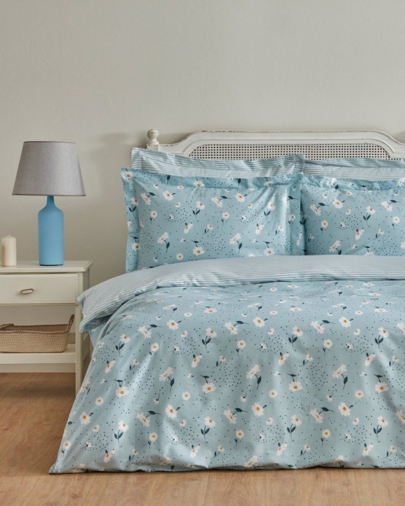 Karaca Bettwäsche Karaca Daisy 100% Baumwolle Einzelbett Bettwäsche Bettbezug Set Mint Bild 1