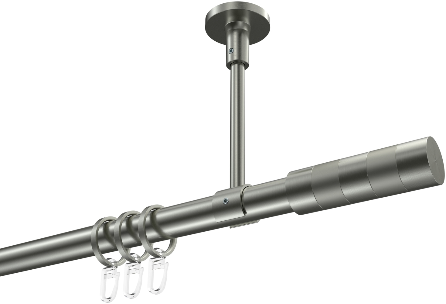 Gardinenstangen-Set Sonette Mavell 280 cm (geteilt in 2 x 140 cm), 1-läufig, 20 mm Ø Edelstahl-Optik Bild 1