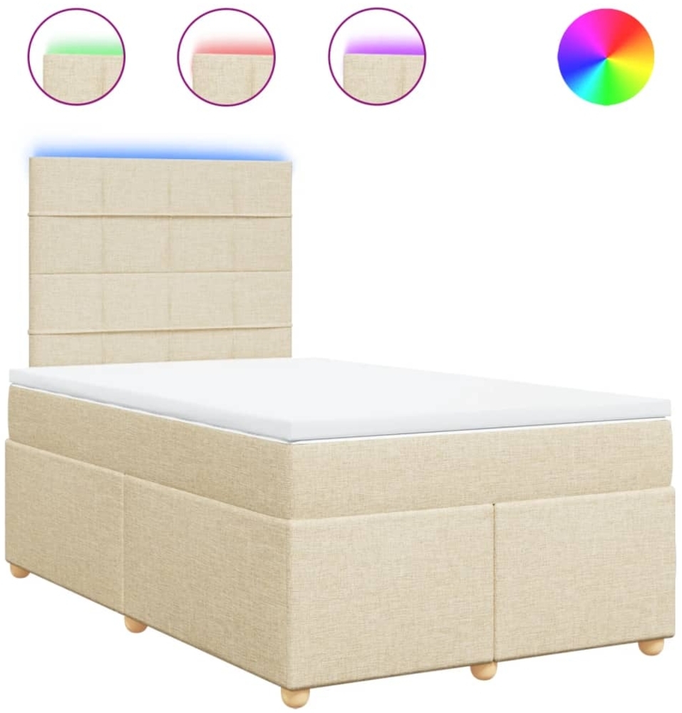 vidaXL Boxspringbett mit Matratze Creme 120x190 cm Stoff 3293524 Bild 1