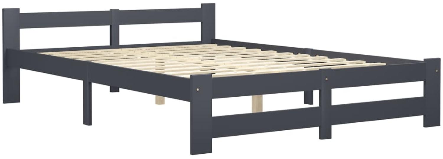 vidaXL Bettgestell Dunkelgrau Massivholz Kiefer 160x200 cm [322023] Bild 1