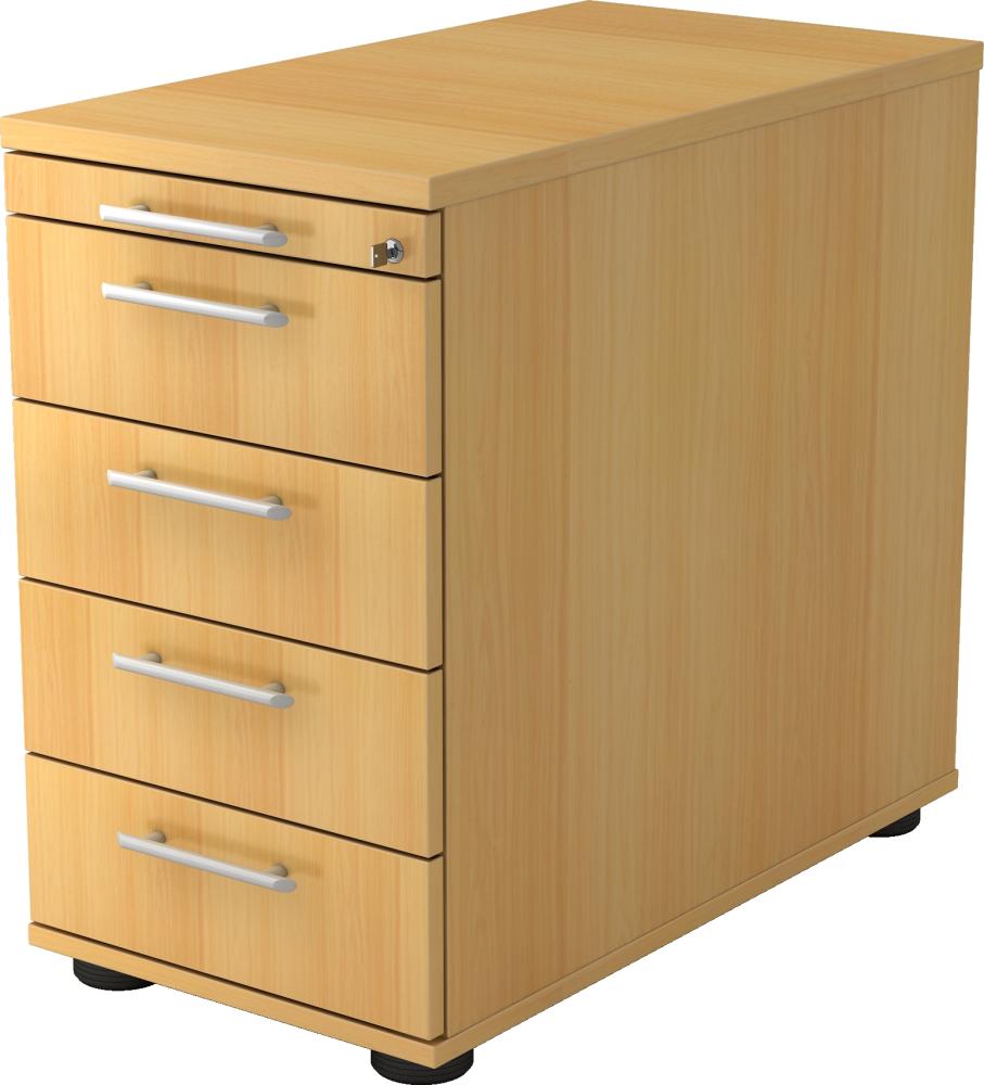 bümö Schreibtisch Schrank abschließbar, Schubladenschrank Holz in Buche, Container mit Schubladen - Schubladen Schrank Büro, Schreibtisch Container od. Schreibtisch Kommode mit Relinggriffe, SC50-6-6-RE Bild 1