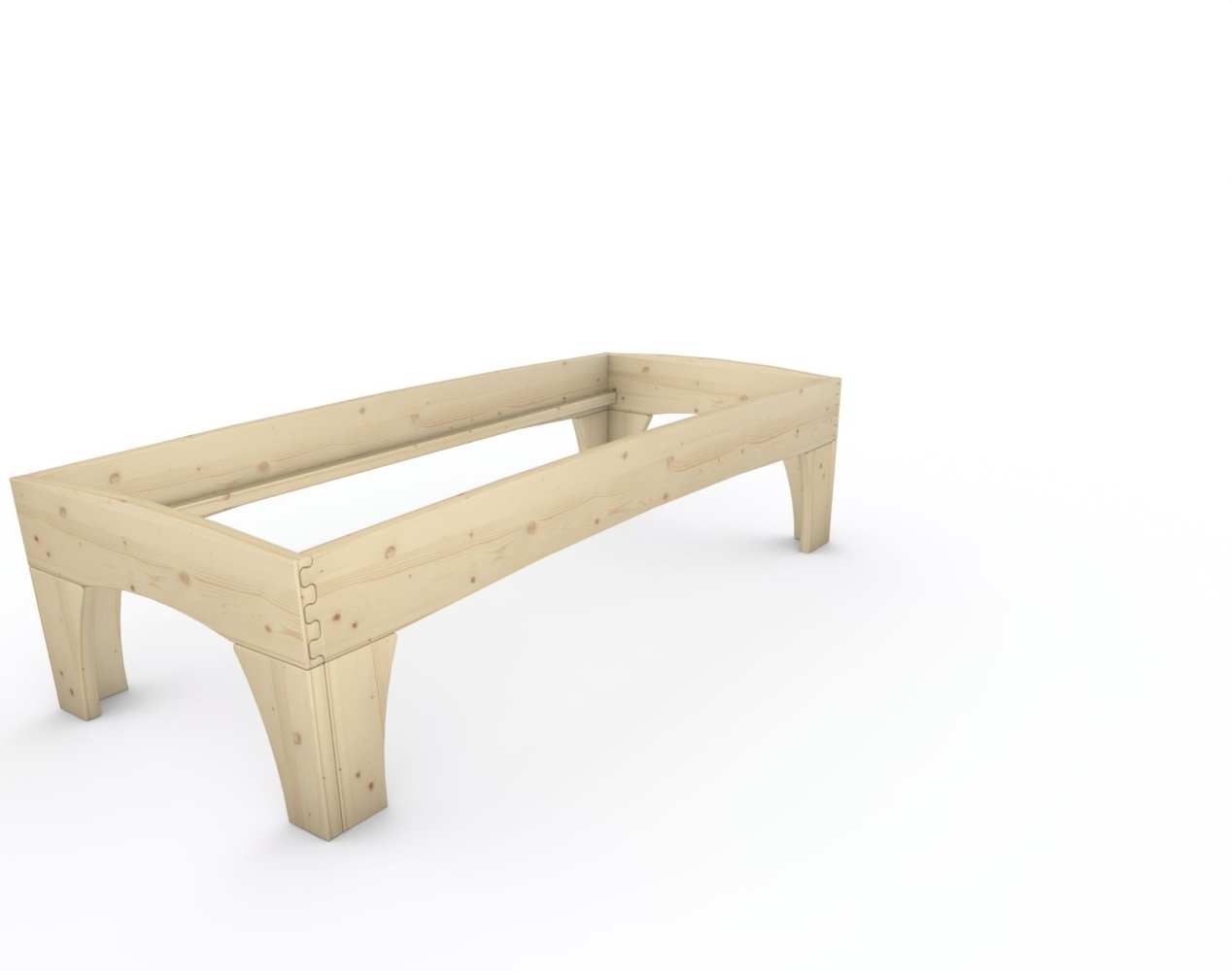 Holzbett (Fichte) "Rosi" 90 x 220 cm 58 cm ohne Kopfteil Massivholzbett Bett Bild 1