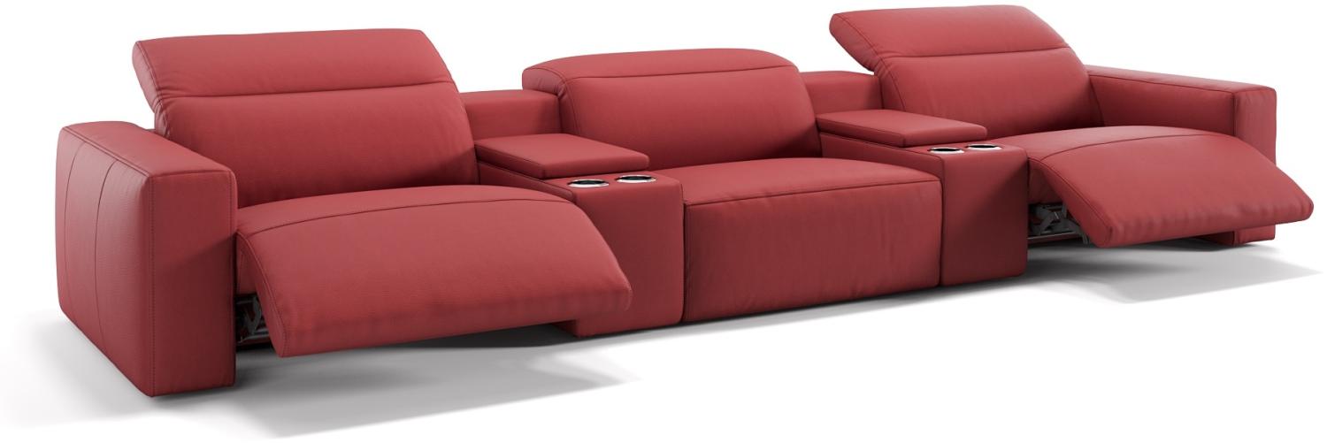 Sofanella Dreisitzer LENOLA Echtlederbezug Kinocouch Sofa in Rot XL: 377 Breite x 109 Tiefe Bild 1