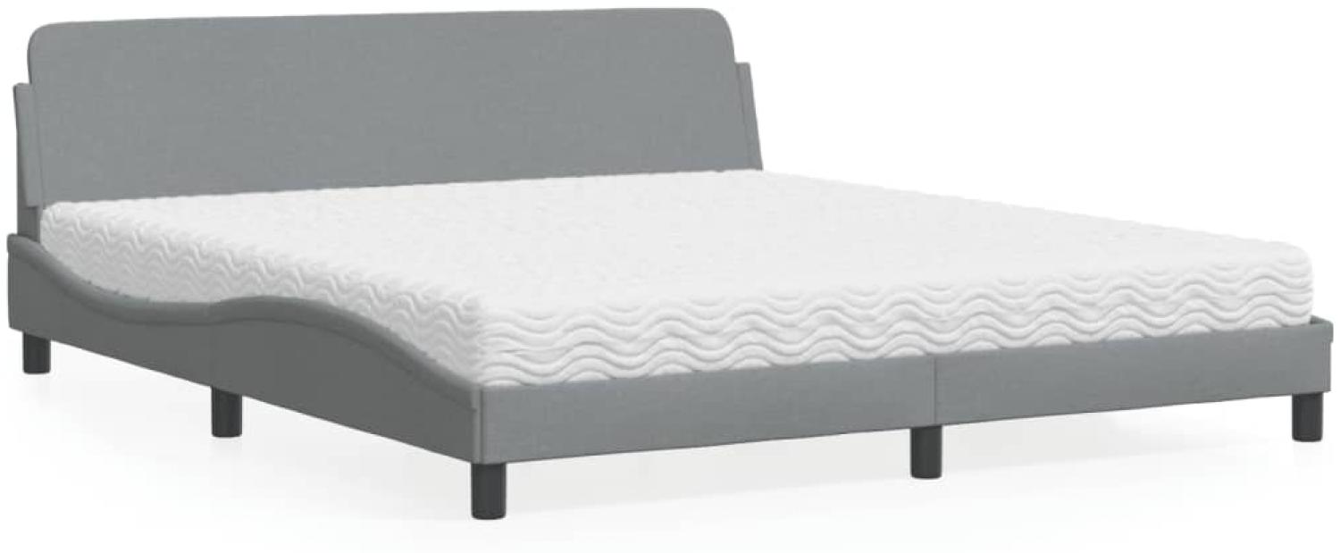 vidaXL Bett mit Matratze Hellgrau 180x200 cm Stoff 3208444 Bild 1