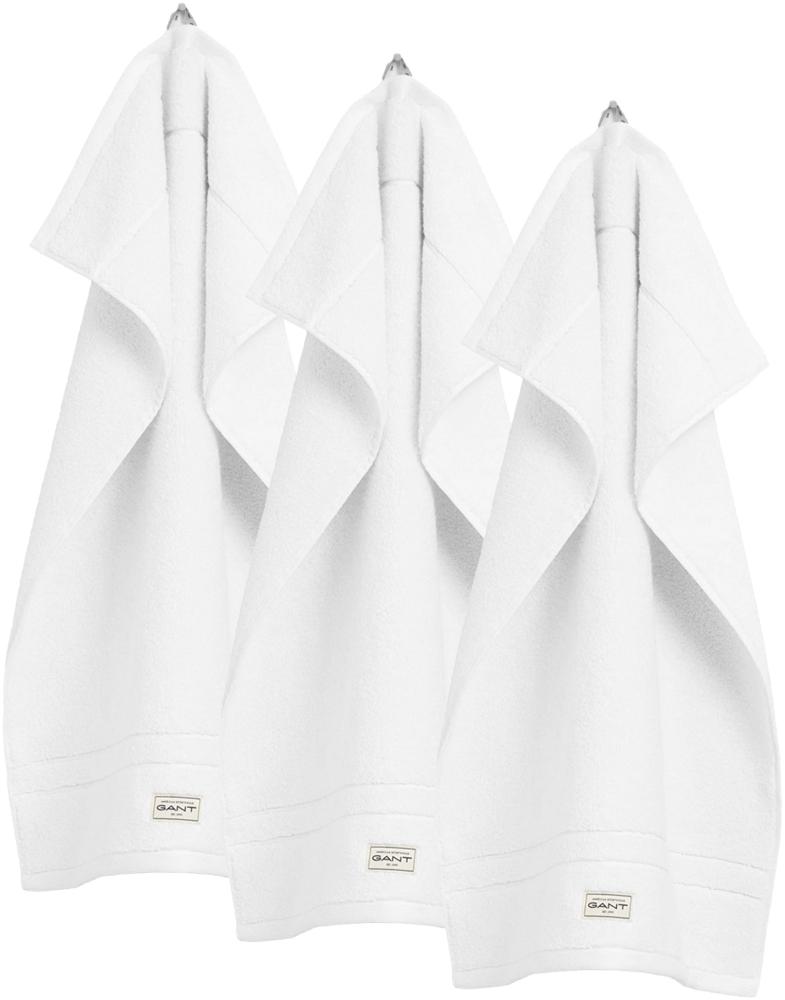 GANT Gästetuch, 3er Pack - Premium Handtuch, Frottee, Bio-Baumwolle Weiß 30x50cm Bild 1