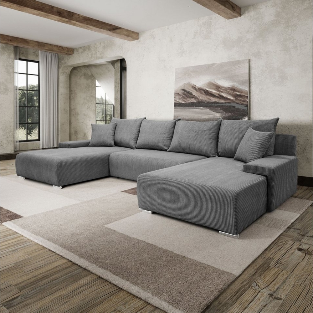 Kaiser Möbel Ecksofa Sofa U form, Couch U form Livorno U stoff Poso, komfortabel, bequem, praktisch Bild 1