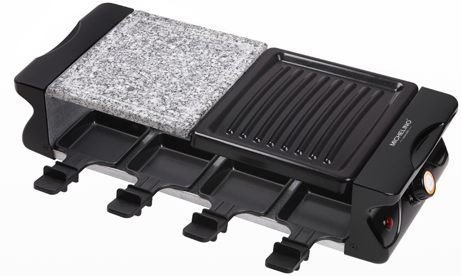 Raclett BBQ-Grill für 8 Personen mit 8 Steinplatte PP-Spateln Tischgrill halb Antihaft-Platte Bild 1