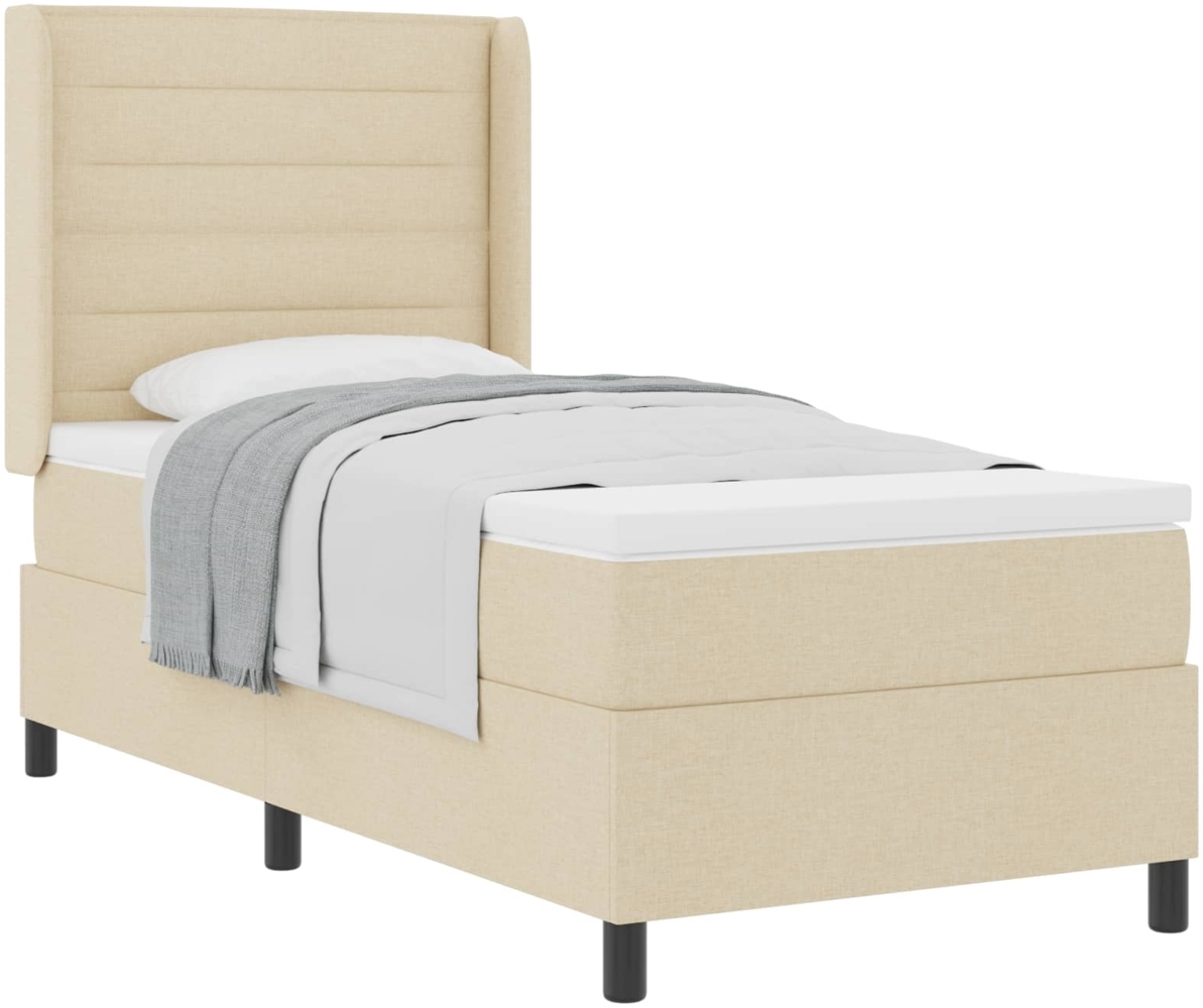 vidaXL Boxspringbett mit Matratze mit Kopfteil Creme 90x190 cm Stoff 3341558 Bild 1