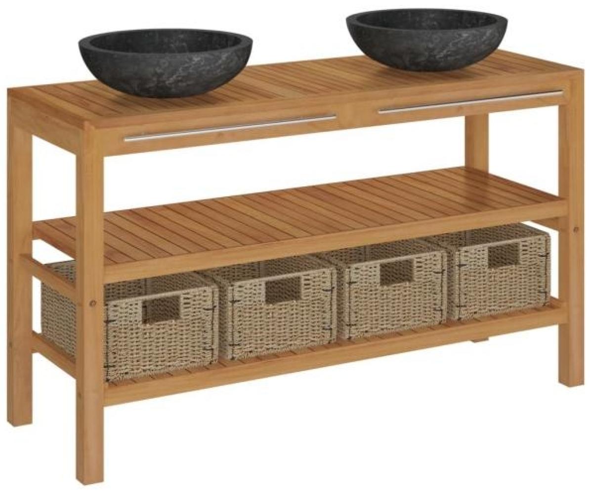 vidaXL Waschtisch Massivholz Teak mit Waschbecken Marmor Schwarz [3058182] Bild 1