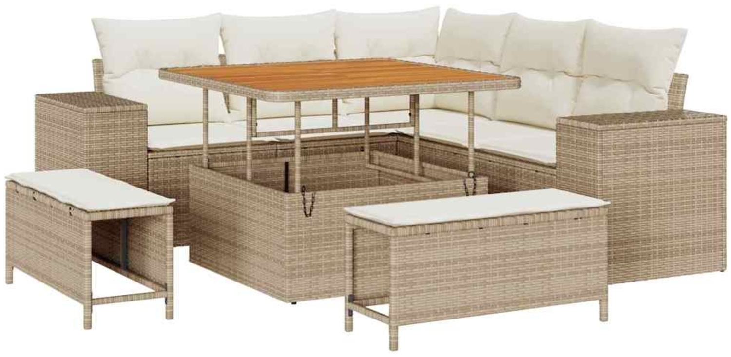 vidaXL Garten-Sofa-Set mit Kissen mit Speicher 8 pcs Beige und Creme 3363946 Bild 1