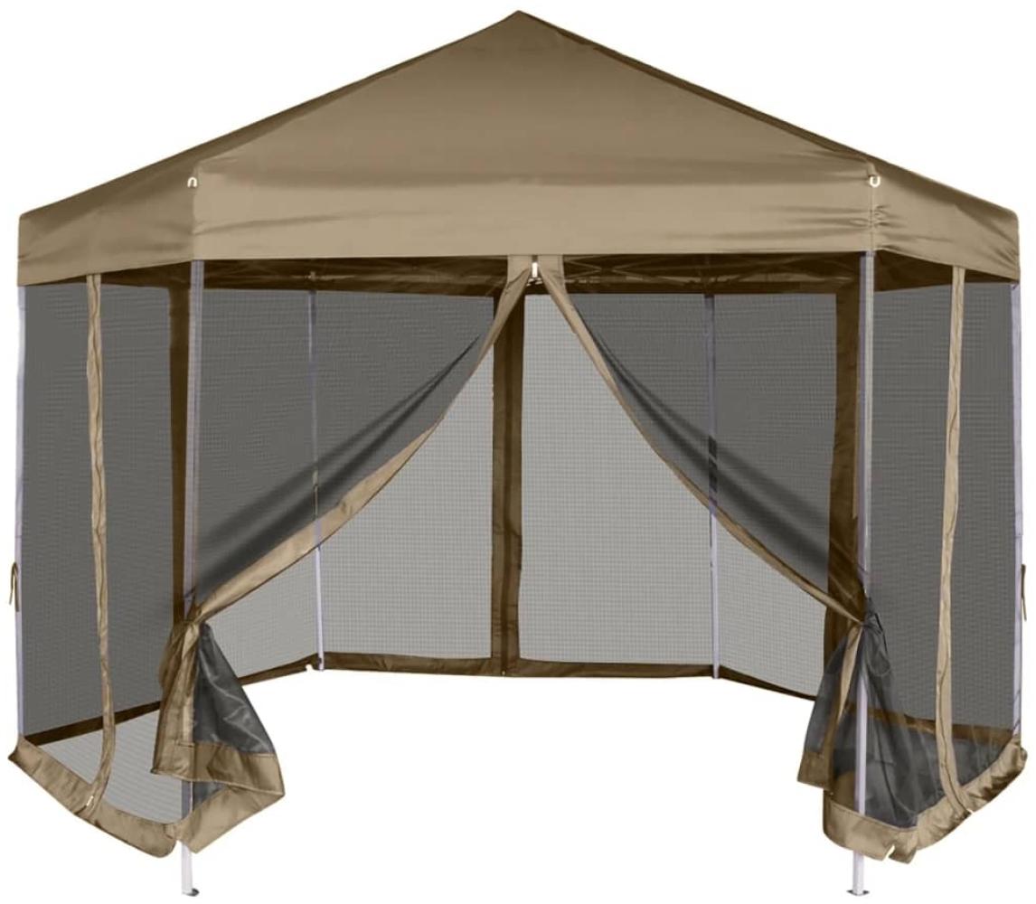 vidaXL Faltpavillon mit Seitenwänden Sechseckig 3,6x3,1m Taupe 220g/m² 362013 Bild 1