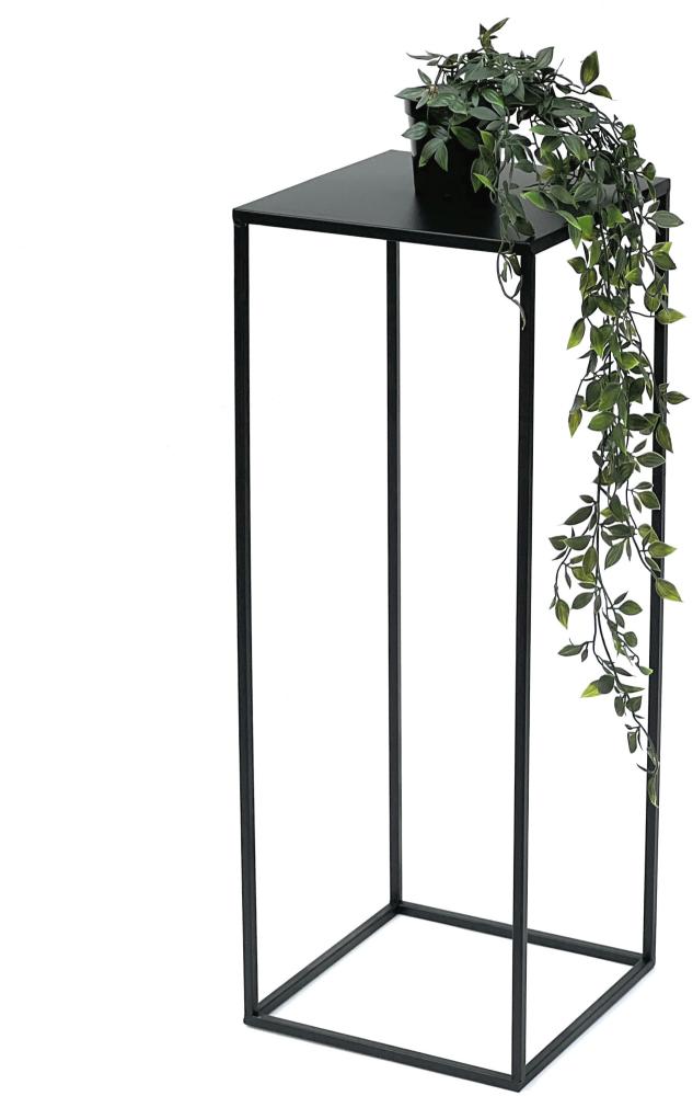 DanDiBo Blumenhocker Metall Schwarz Eckig 70 cm Blumenständer Beistelltisch 96315 L Blumensäule Modern Pflanzenständer Pflanzenhocker Bild 1