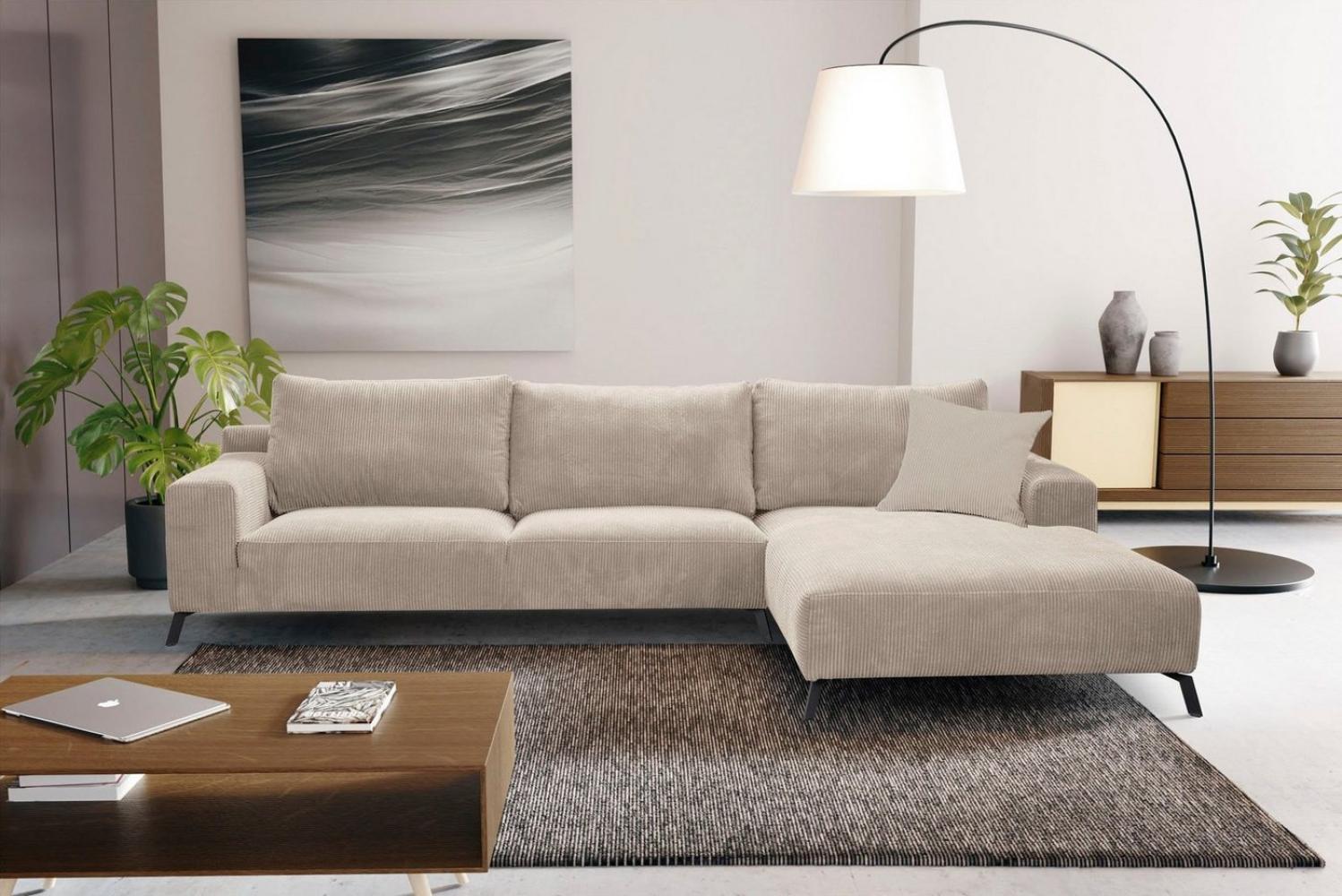 WERK2 Ecksofa Faro L-Form, XXL Design Ecksofa mit hohem Komfort in trendigem Cord & Samtvelours Bild 1