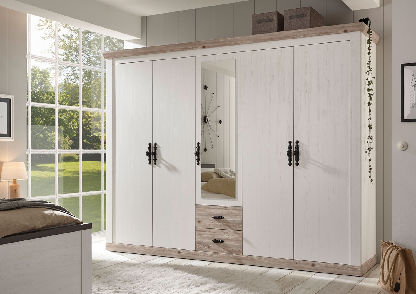 Kleiderschrank Drehtürenschrank Schlafzimmer Florenz 265m pinie weiß oslo pinie Bild 1