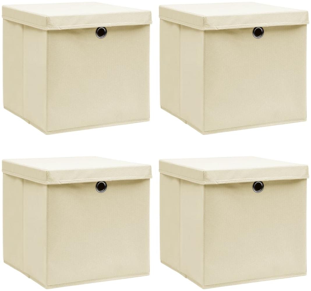 vidaXL Aufbewahrungsboxen mit Deckel 4 Stk. Creme 32x32x32 cm Stoff 288358 Bild 1