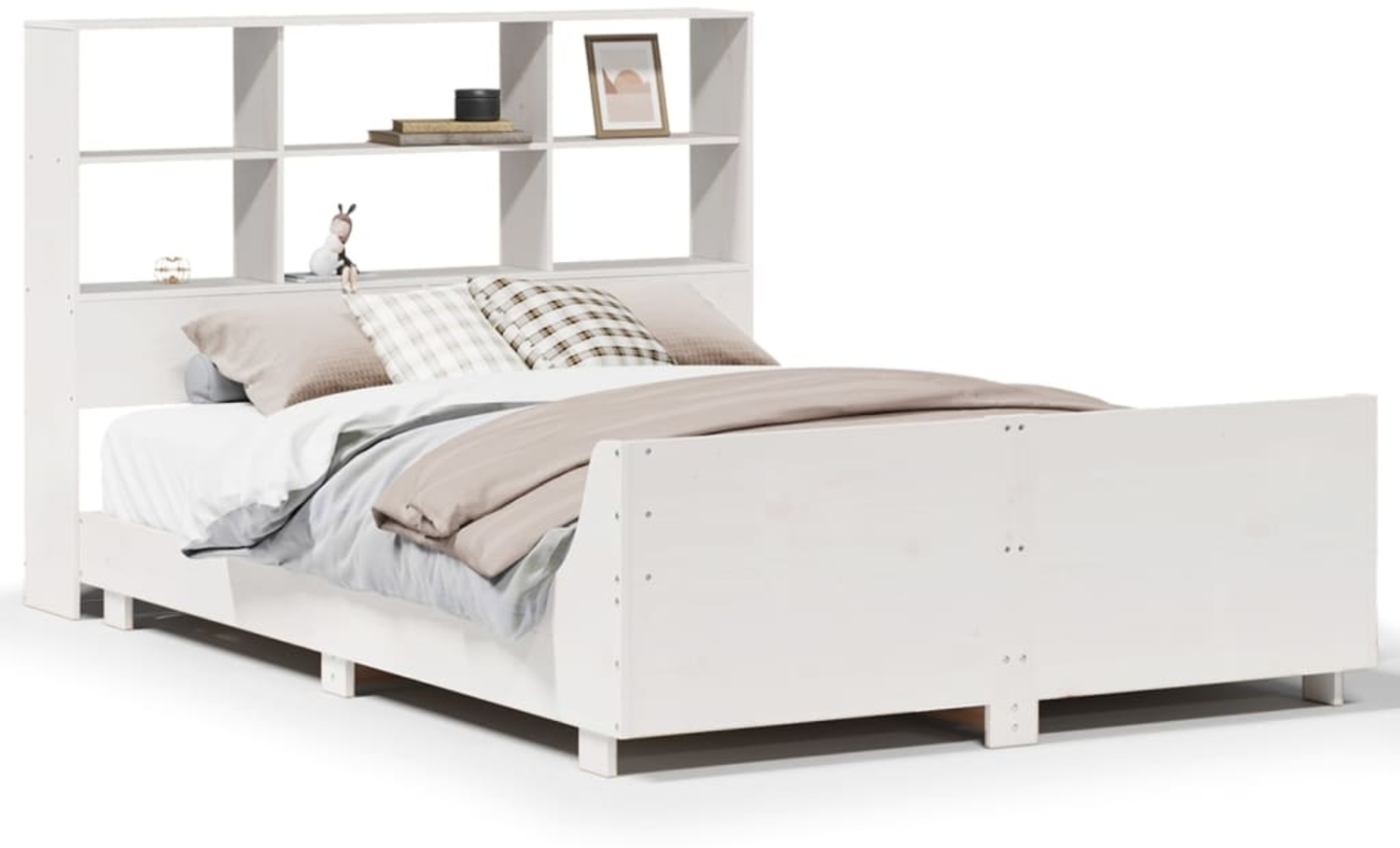 vidaXL Massivholzbett ohne Matratze Weiß 120x200 cm Kiefernholz 3323693 Bild 1