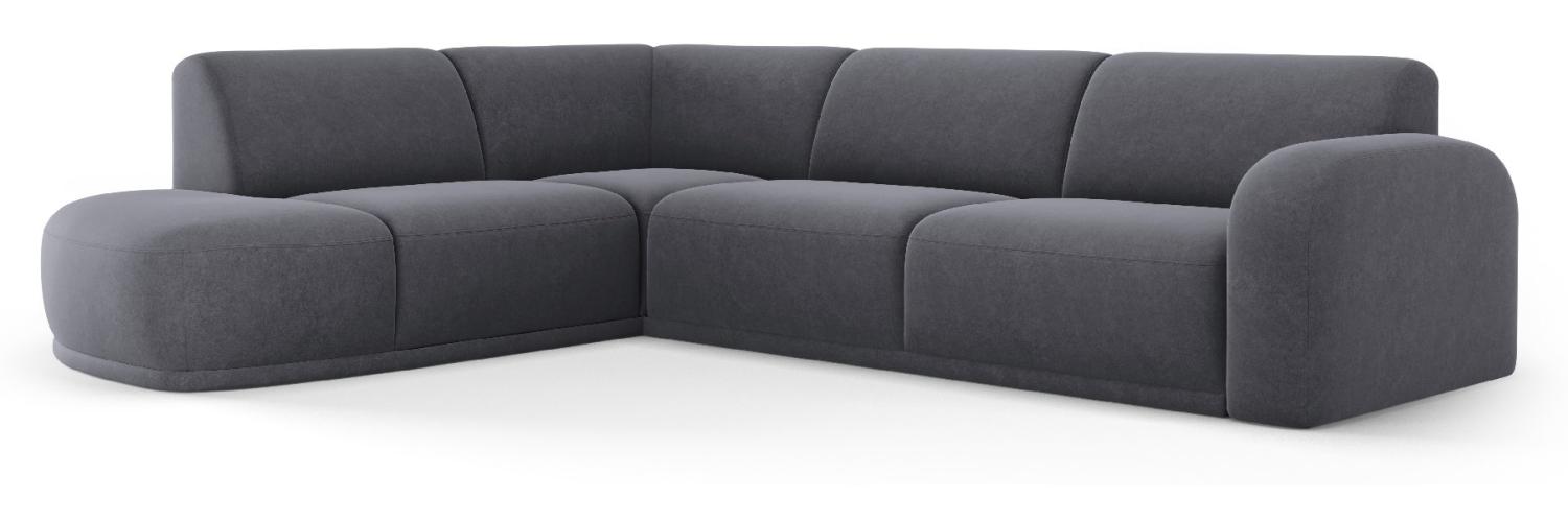 Micadoni Ecksofa Erin 4-Sitzer 1 Armlehne Links Samtstoff Dunkelgrau Bild 1