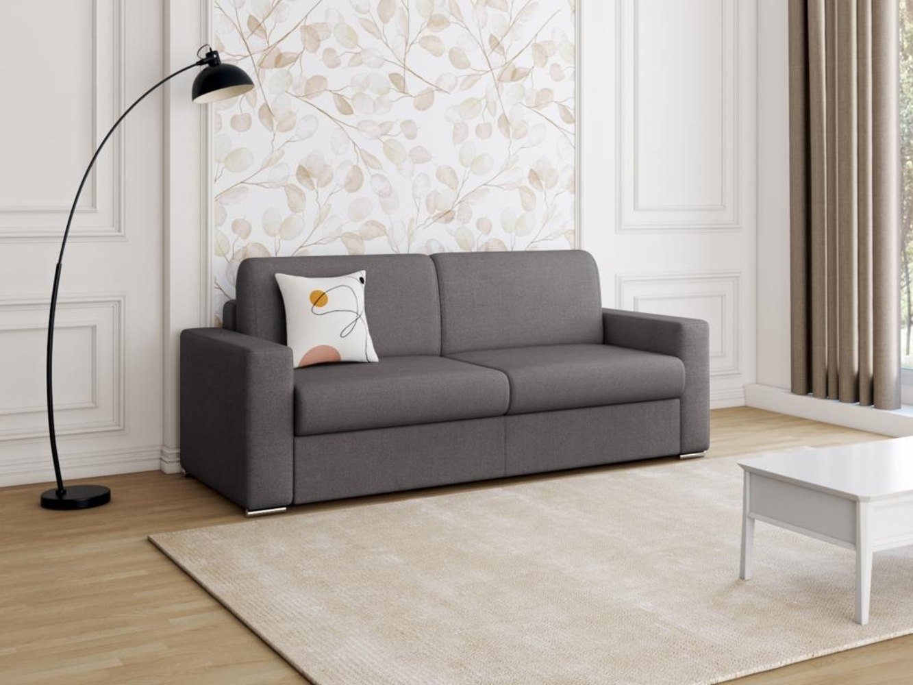 Vente-unique - Schlafsofa 4-Sitzer - Liegefläche: 160 cm - Matratzenhöhe: 22 cm - Stoff - Anthrazit - CALITO Bild 1