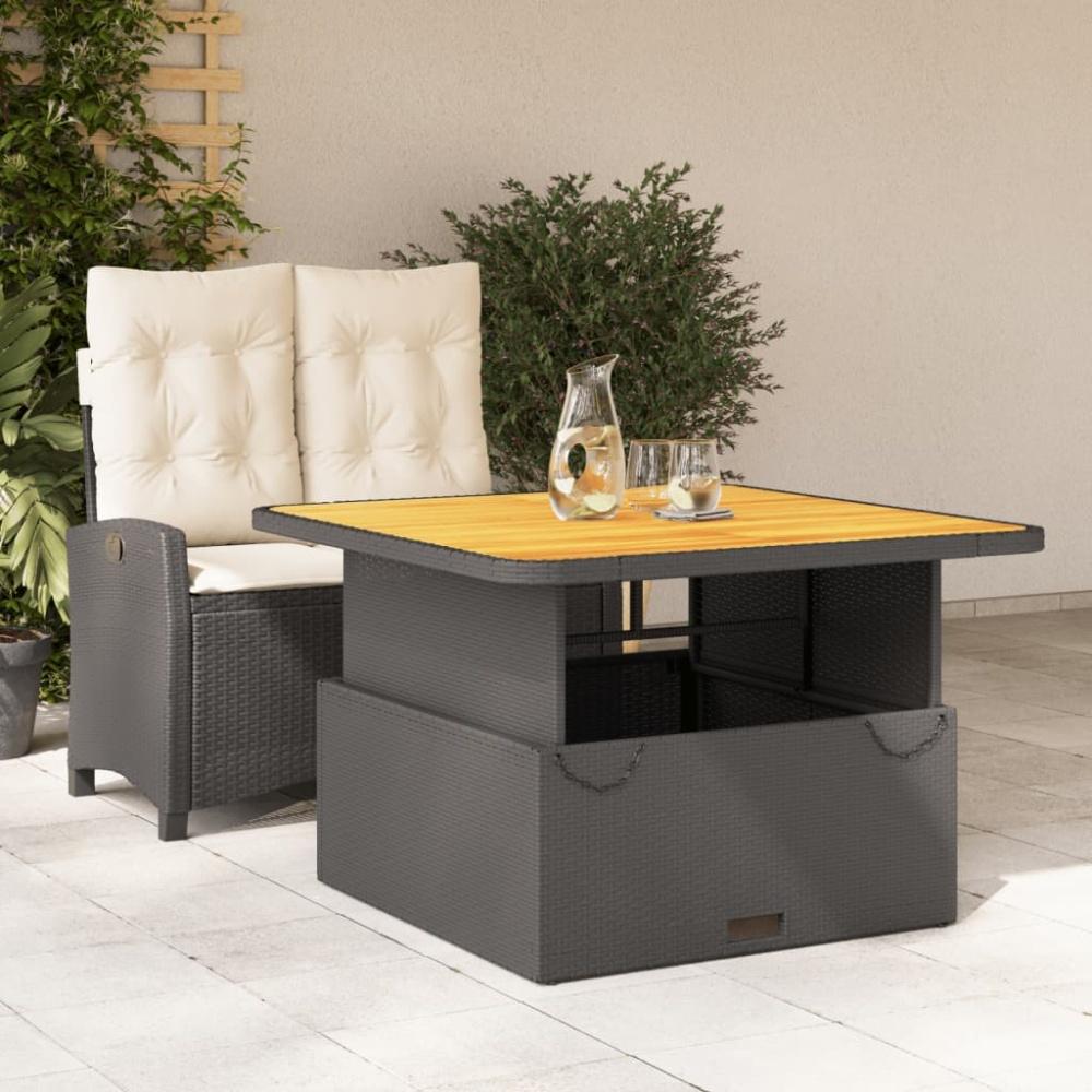 vidaXL 2-tlg. Garten-Essgruppe mit Kissen Schwarz Poly Rattan Bild 1