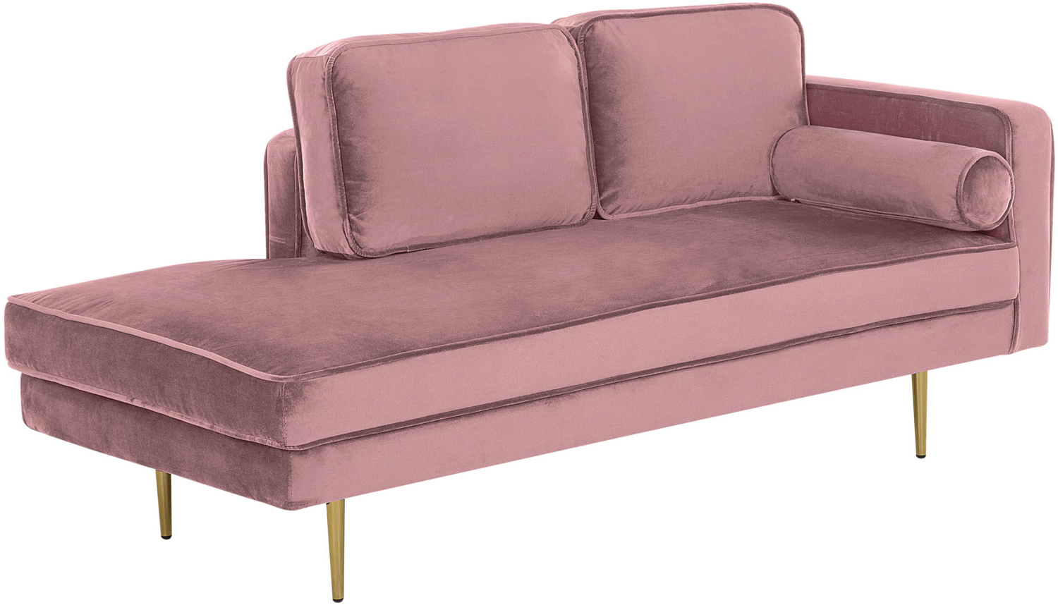 Chaiselongue Samtstoff rosa rechtsseitig MIRAMAS Bild 1