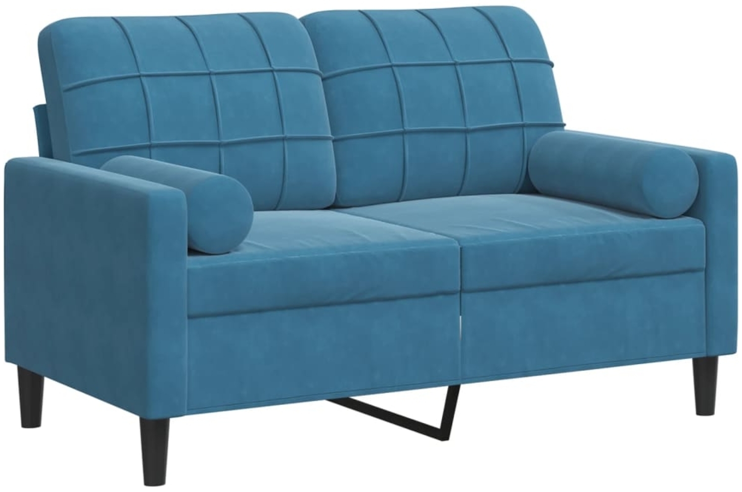 vidaXL 2-Sitzer-Sofa mit Zierkissen Blau 120 cm Samt 3278218 Bild 1
