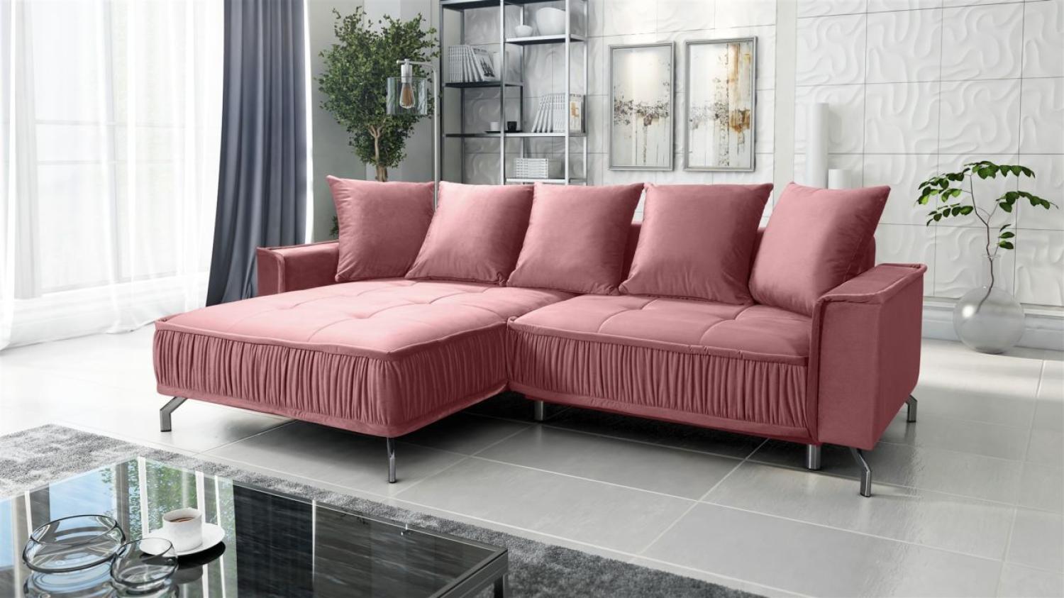 Ecksofa Schlafsofa Sofa FLORENCE Stoff Element Altrosa Ottomane Links Bild 1