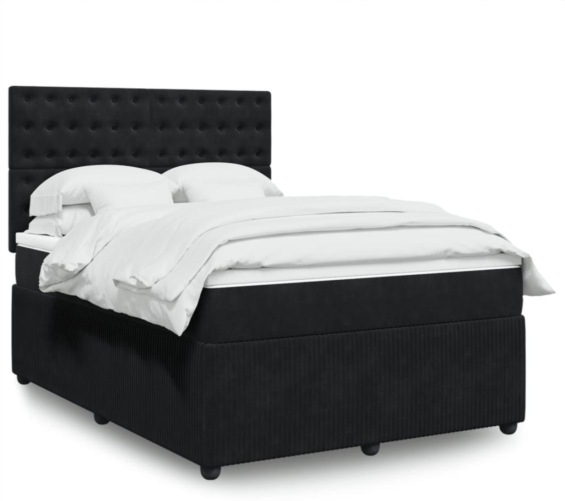 vidaXL Boxspringbett mit Matratze Schwarz 140x190 cm Samt 3294648 Bild 1