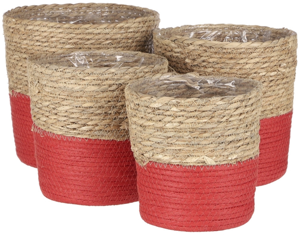 Mica Übertopf Korb Rachel Ø 21x21 cm Seegras rot Bild 1
