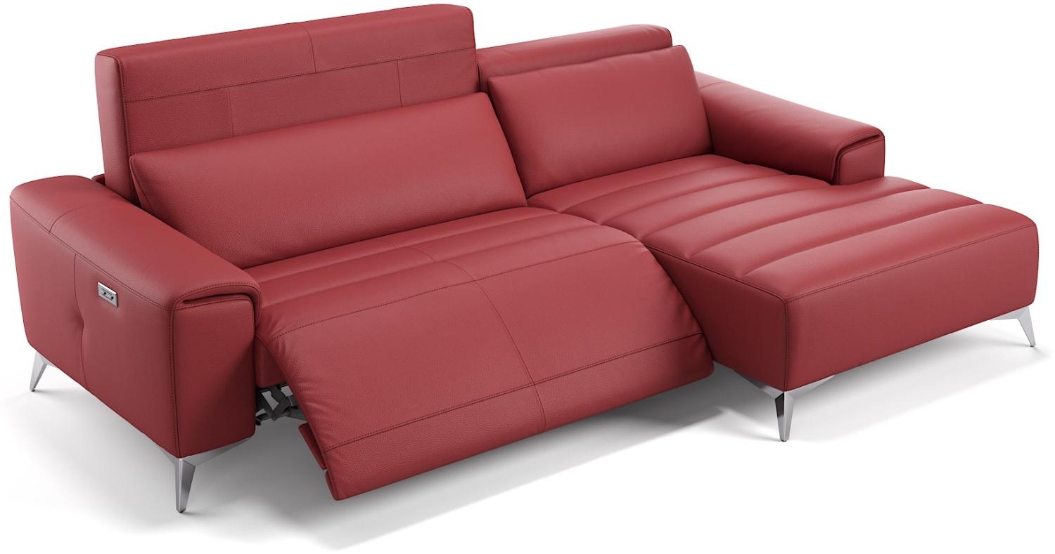 Sofanella Ecksofa BELLA Sofalandschaft Funktionscouch Ledercouch in Rot S: 209 Breite x 100 Tiefe Bild 1