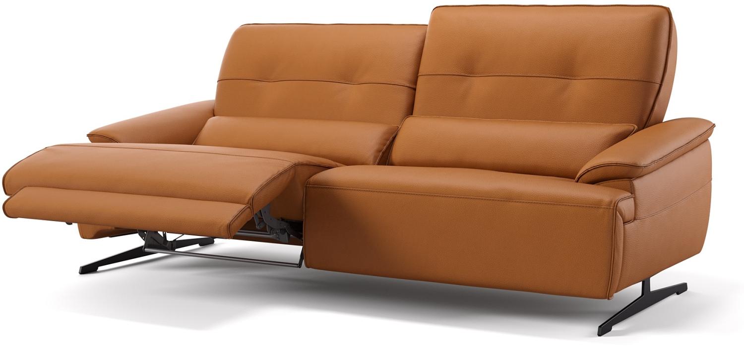 Sofanella 3-Sitzer PERLO Echtleder Designersofa Ledercouch in Cognac M: 218 Breite x 101 Tiefe Bild 1