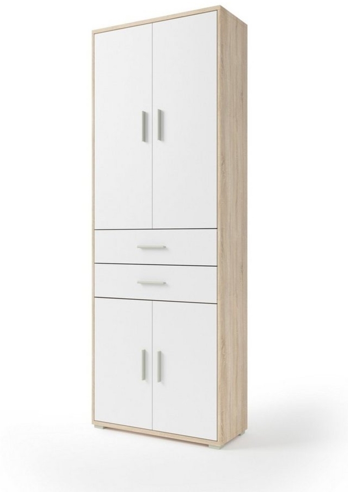 Aktenschrank >Clermont< (BxHxT: 79,1x221,2x35 cm) Sonoma/Eiche mit Absatz weiß Bild 1