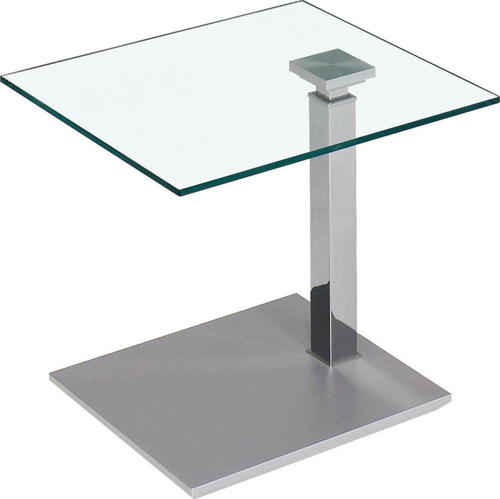 Couchtisch Beistelltisch Glas, Holz und Metall 47x55 cm, Edelstahl Bild 1