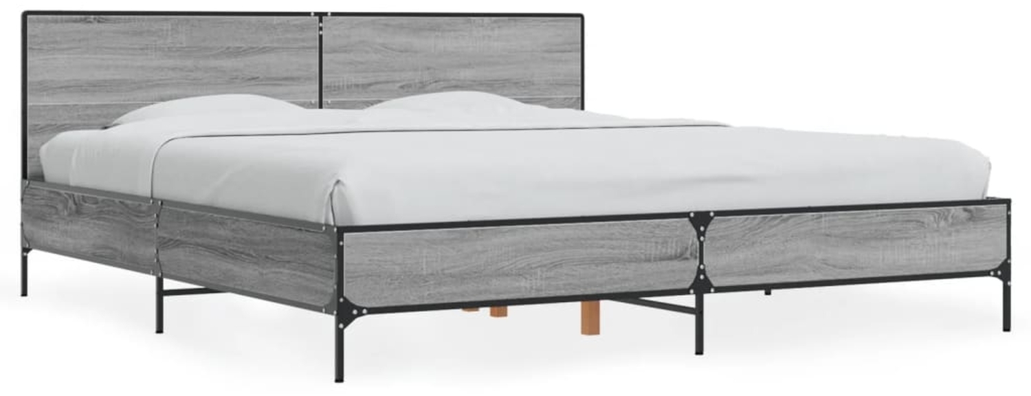 vidaXL Bettgestell Grau Sonoma 200x200 cm Holzwerkstoff und Metall 3280020 Bild 1