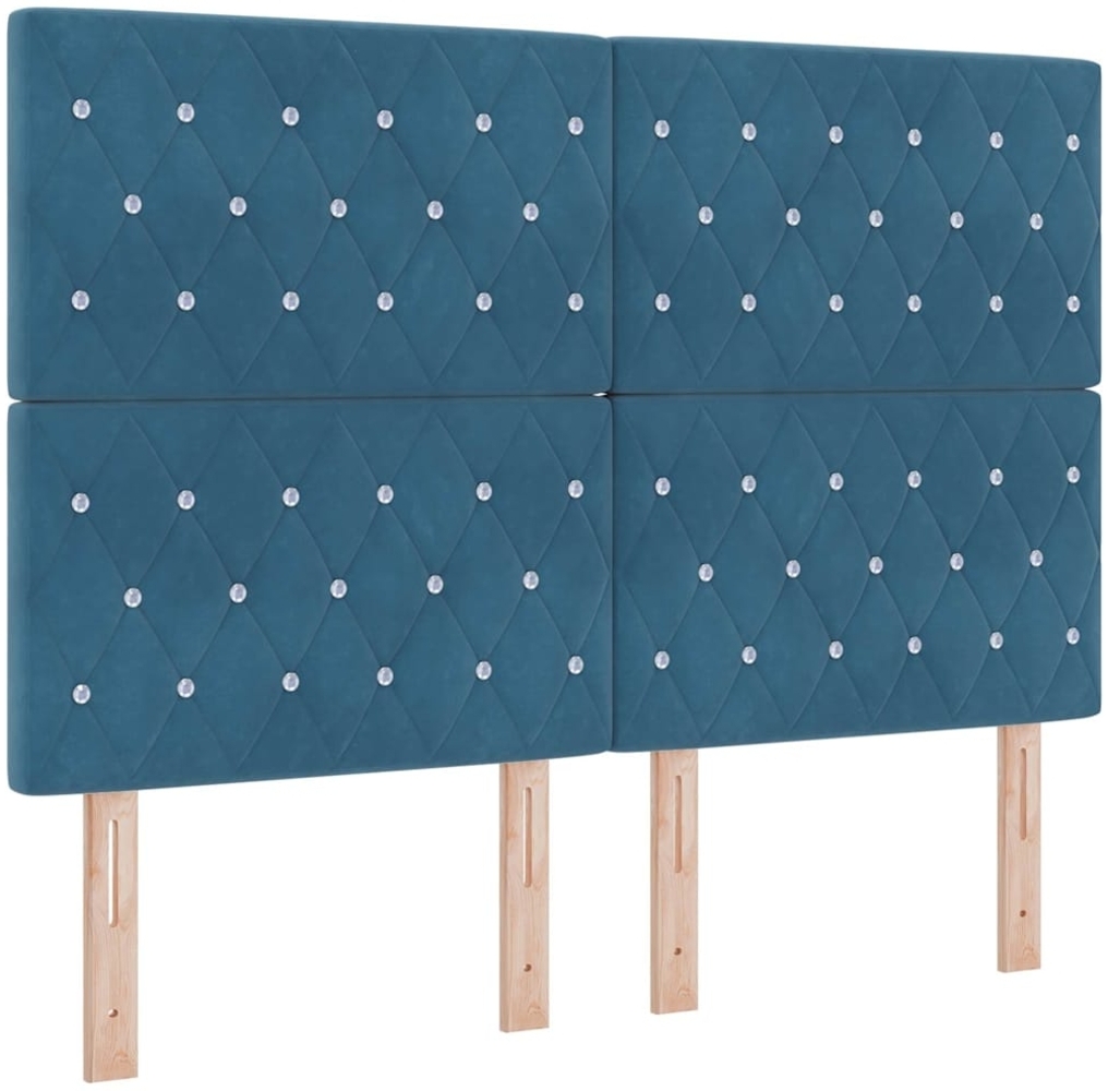 vidaXL Boxspringbett mit Matratze Dunkelblau 160 x 200 cm Samt 3339780 Bild 1