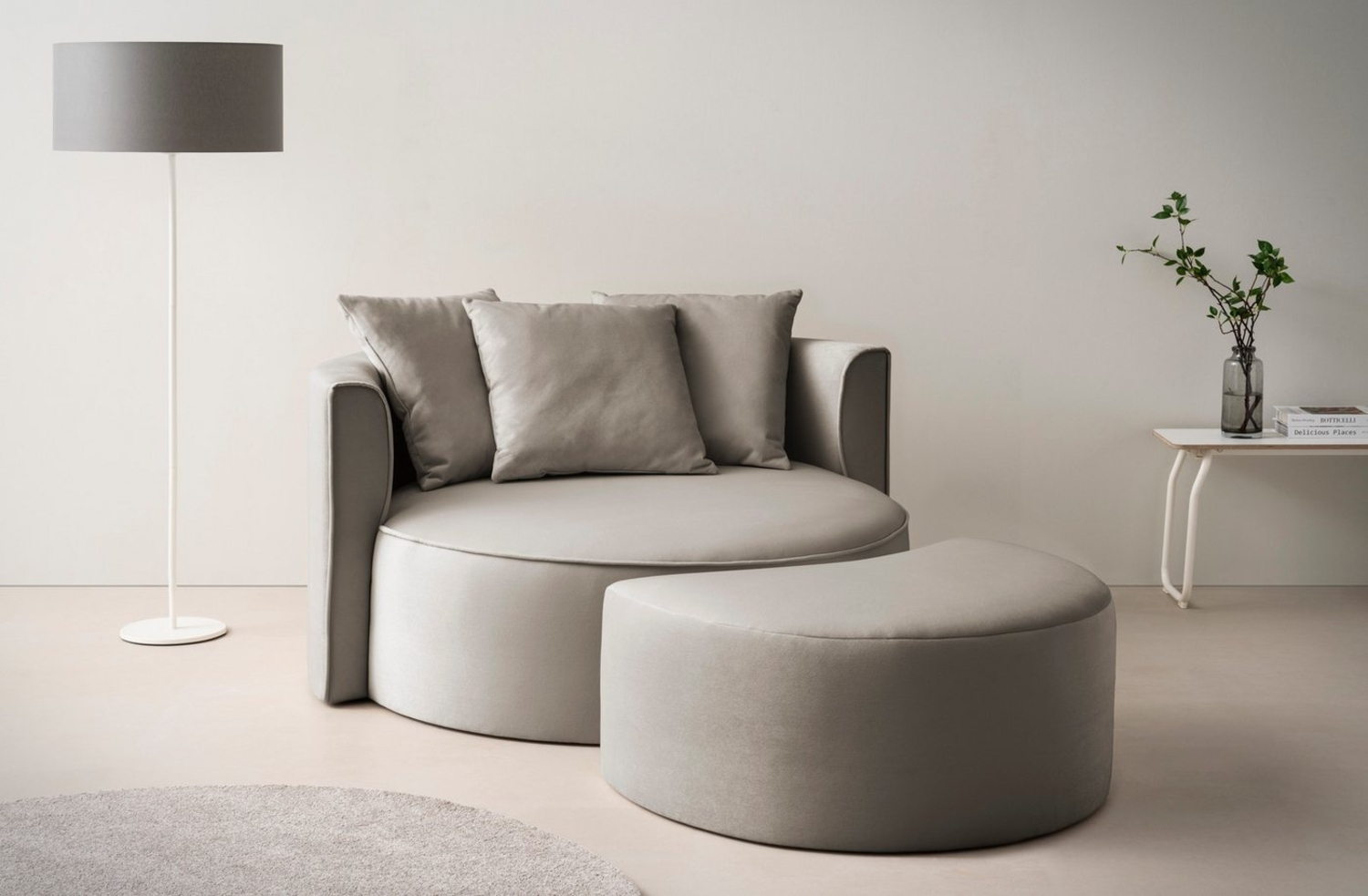 LeGer Home by Lena Gercke XXL-Sessel ISALIE, Rundsessel mit Hocker, Lesesessel, Loveseat, Big-Sessel (Set), trendige Stoffe, 3 Zierkissen, große Sitzfläche, Cord, Samt, Bouclé Bild 1