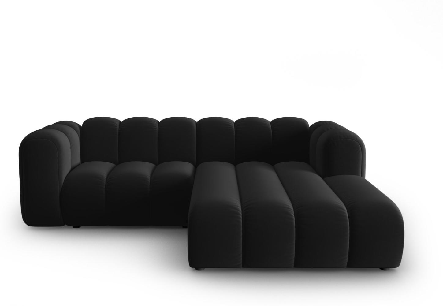 Micadoni Modulares Ecksofa Lupine 3-Sitzer Rechts Samtstoff Schwarz Bild 1