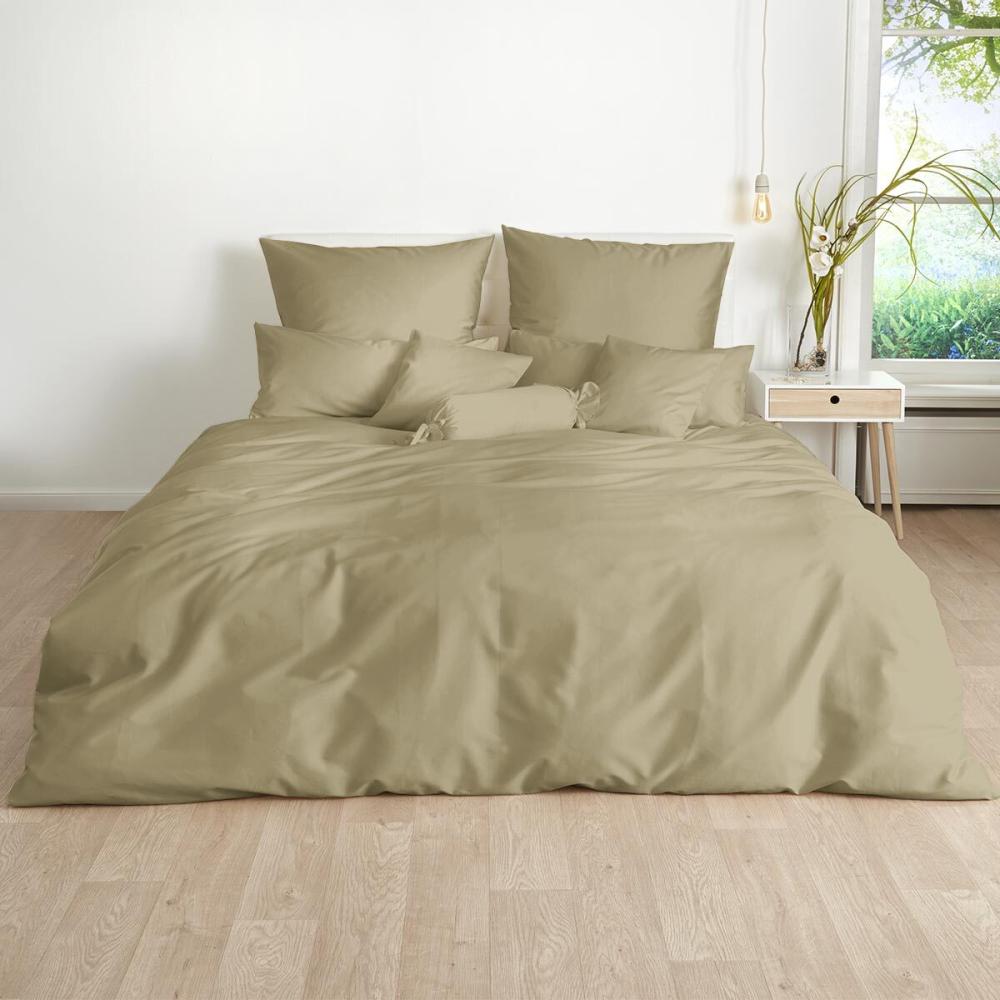 Traumschlaf Uni Mako-Satin Bettwäsche|155x220 cm + 80x80 cm| cappucinoTraumschlaf Uni Mako-Satin Bettwäsche Bild 1