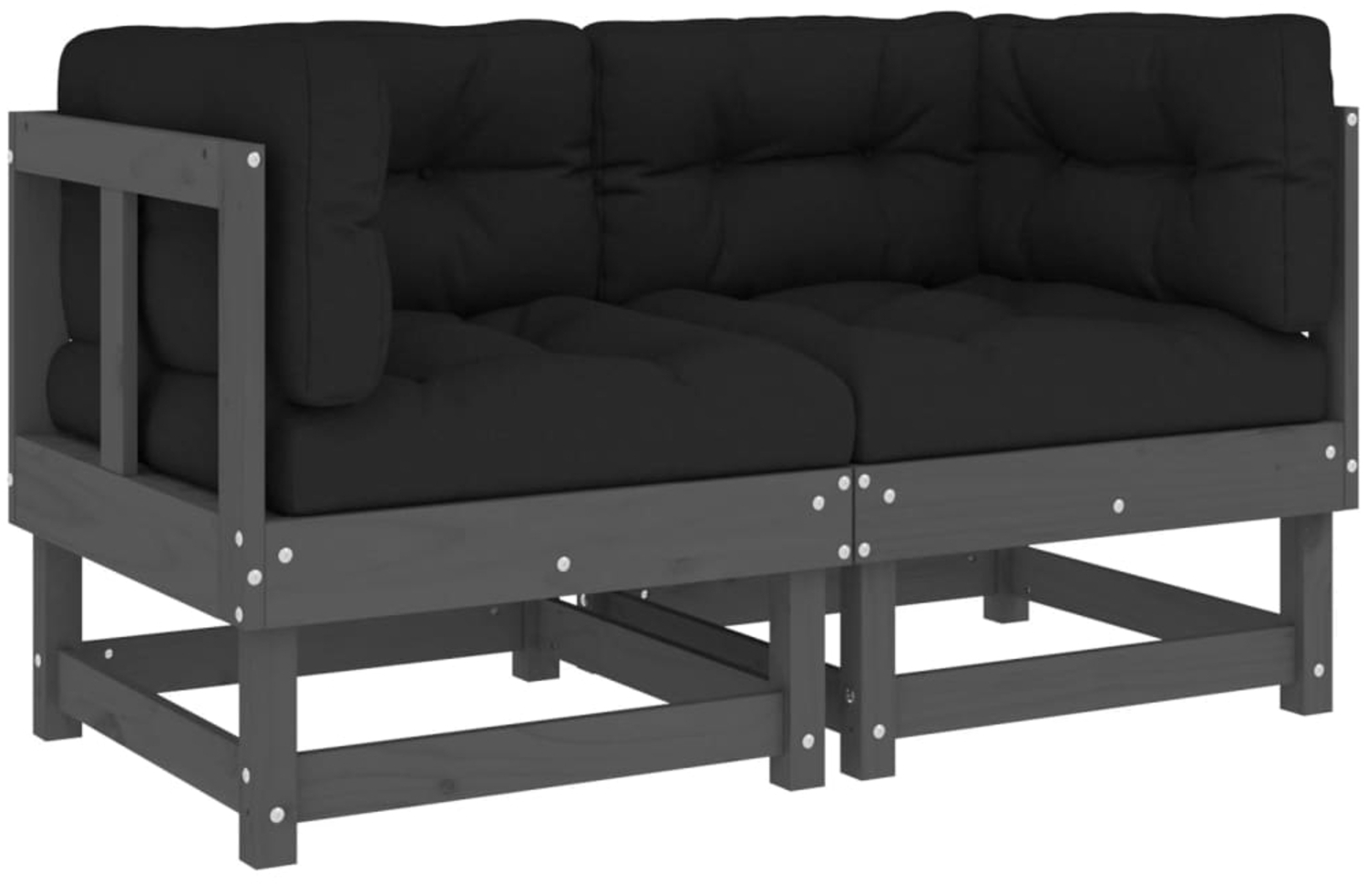 vidaXL Ecksofas mit Kissen 2 Stk. Grau Massivholz Kiefer 825452 Bild 1
