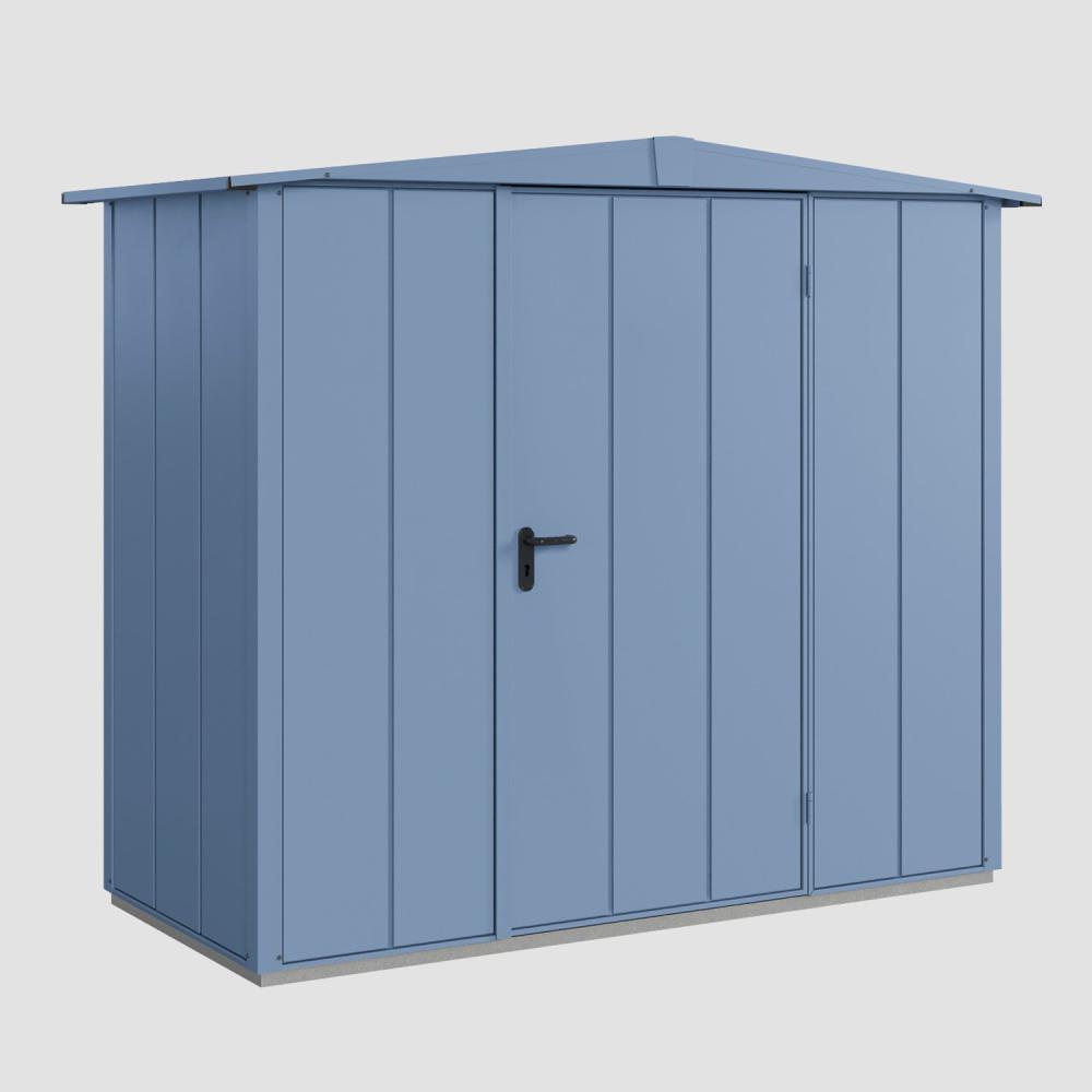 Hörmann Ecostar Metall-Gerätehaus Elegant mit Satteldach Typ 1, 108 x 238 cm , taubenblau, 2,6 m²,1-flüglige Tür Bild 1