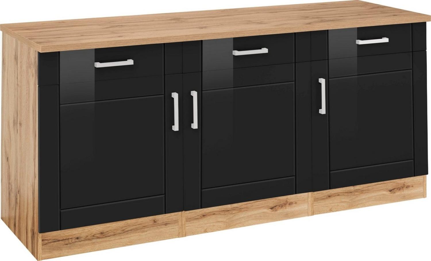 KOCHSTATION Unterschrank KS-Tinnum 180 cm breit, Metallgriffe, MDF Fronten, 3 Schubkästen, 3 Türen Bild 1