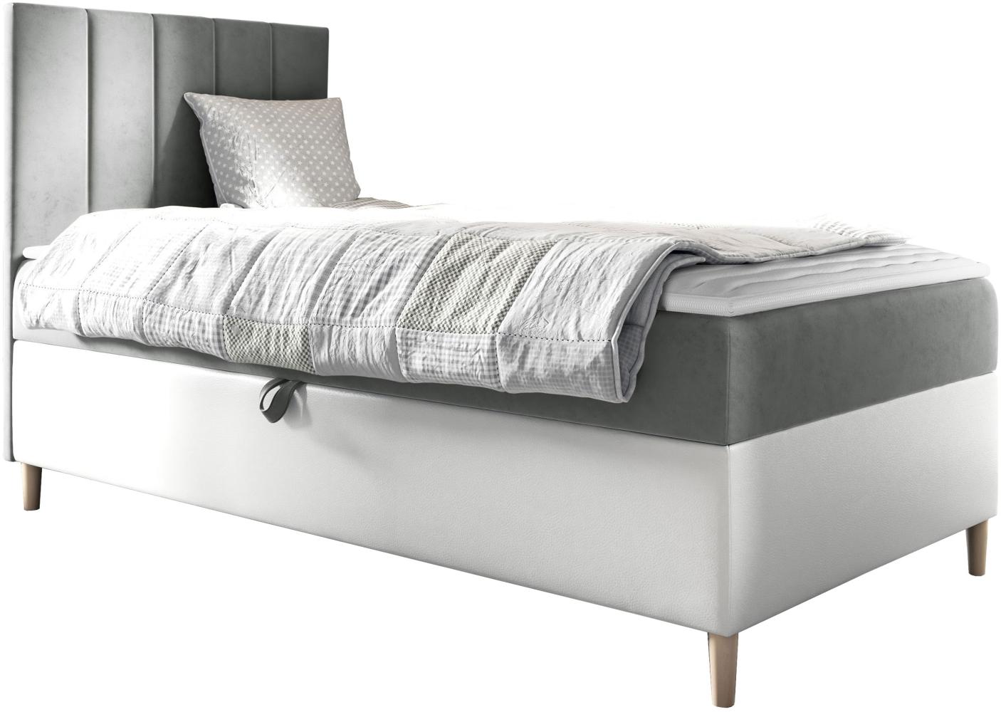 Boxspringbett Chapeni 'Junior 1' grau 90 x 200 cm Rechts Bild 1