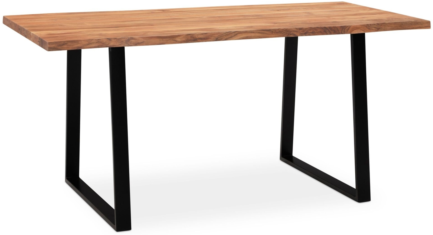 Esszimmertisch 160 x 80 x 76 cm Akazie Massivholz / Metall Esstisch Baumkante, Küchentisch Massiv mit Trapezbeinen in Schwarz, Holztisch Speisetisch Esszimmer Rechteckig Bild 1