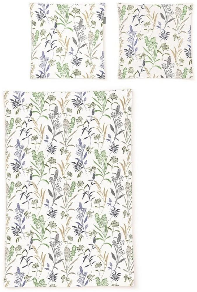 Irisette Easy Soft-Seersucker Bettwäsche 135x200 Gräser Blumen grün beige 8510-30 Bild 1