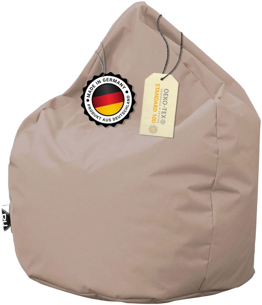 PATCH HOME Sitzsack Tropfenform – XXL – Beige, bequemer Sitzsack aus Luxus-Polyester-Gewebe, bereits befüllt Bild 1