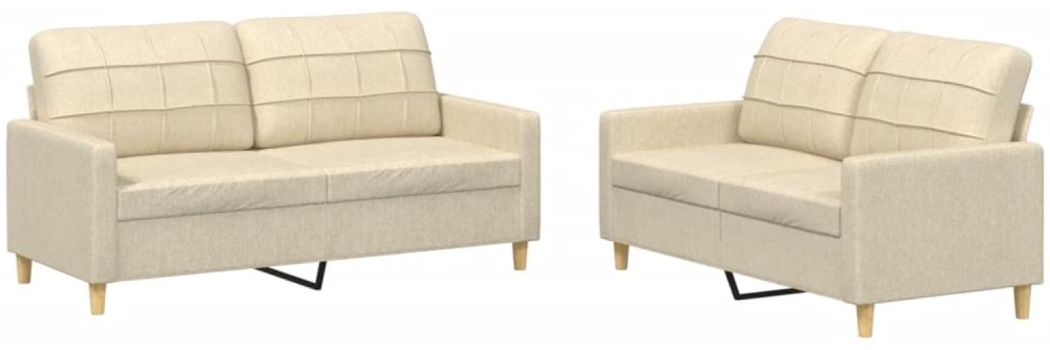 vidaXL 2-tlg. Sofagarnitur mit Kissen Creme Stoff 3201276 Bild 1