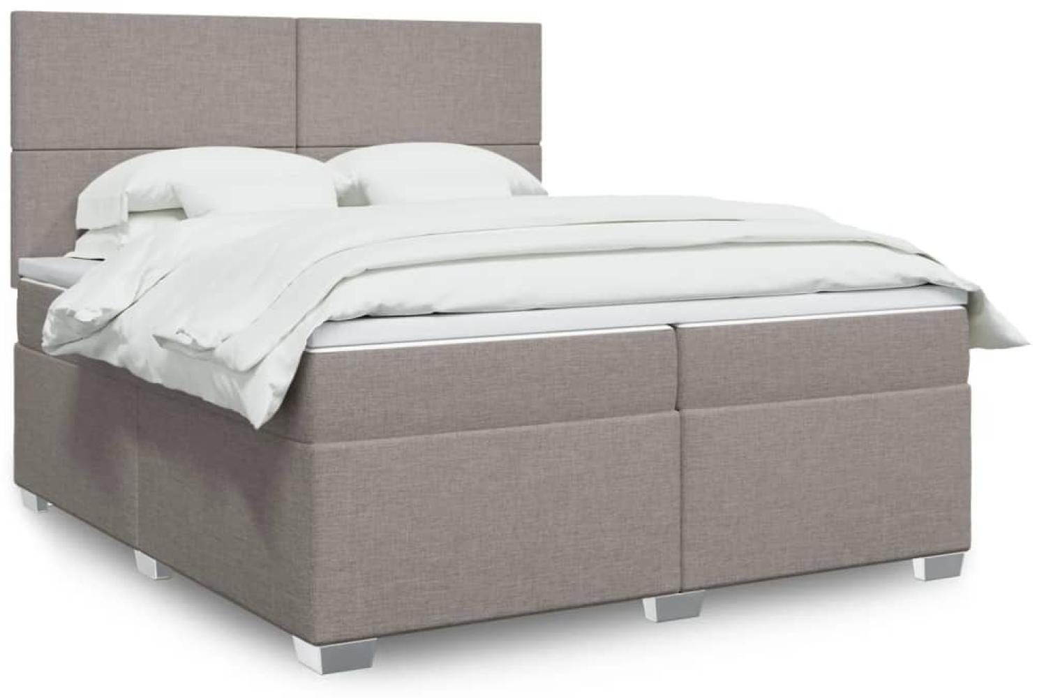 vidaXL Boxspringbett mit Matratze Taupe 200x200 cm Stoff 3292892 Bild 1