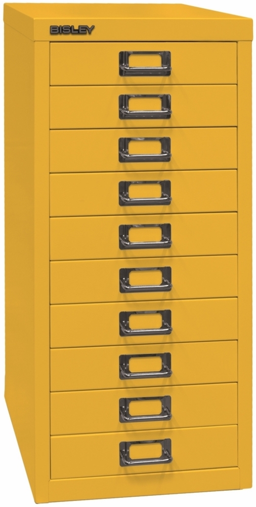 Bisley Multidrawer Schubladenschrank aus Metall mit 10 Schubladen DIN A4 ohne Sockel - Farbe: Zinkgelb, L2910-641 Bild 1