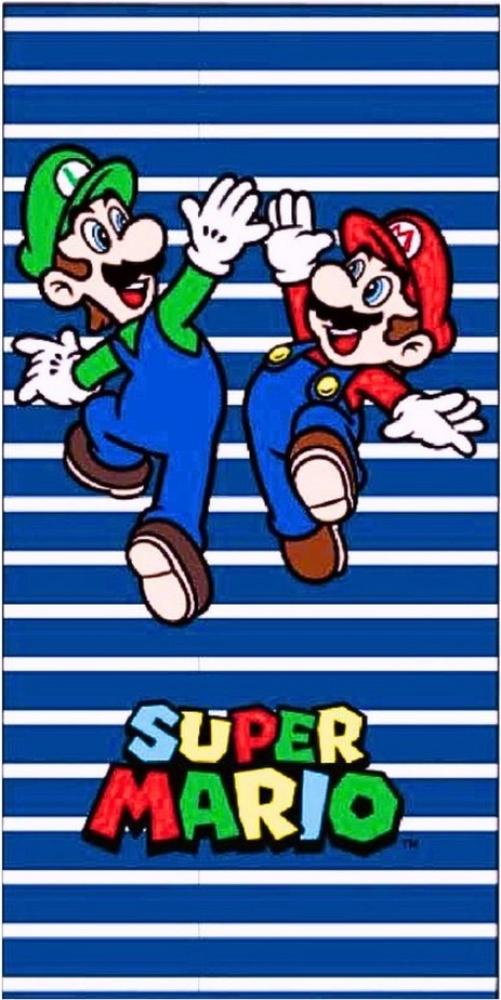 Super Mario Badetuch Mario & Luigi, Mikrofaser, Kinder Strandtuch 70 x 140 cm schnelltrocknend Bild 1