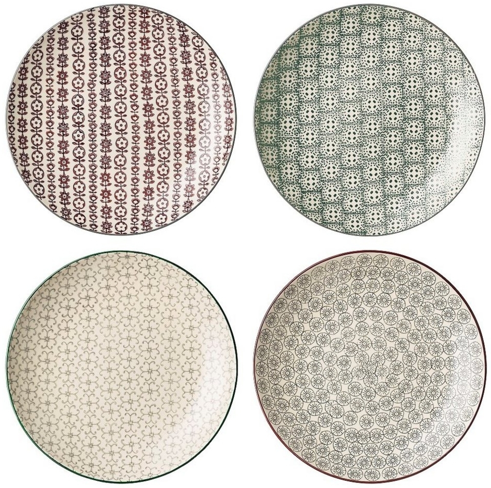 Bloomingville Speiseteller Bloomingville Karine Speiseteller Ø 25 cm Grün Steingut 4er Set Bild 1