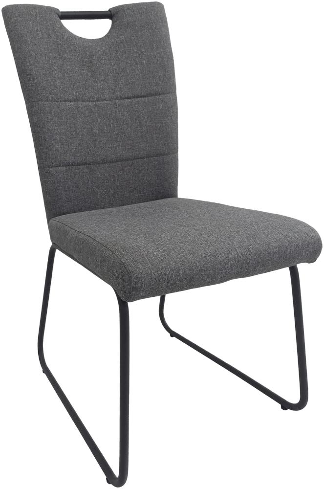 byLIVING Esszimmerstuhl 2er-Set BARRY / Webstoff grau / Griff im Rücken / Gestell Metall schwarz / Esszimmerstuhl / Küchenstuhl / B 58, H 95, T 45 cm Bild 1